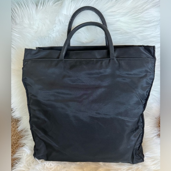 Vintage PRADA Tessuto Black Nylon Tote commuter Bag - Picture 2 of 12